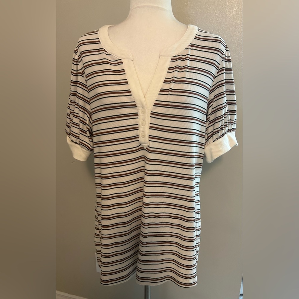 Lane Bryant Ribbed Stripe Top Size 18/20W